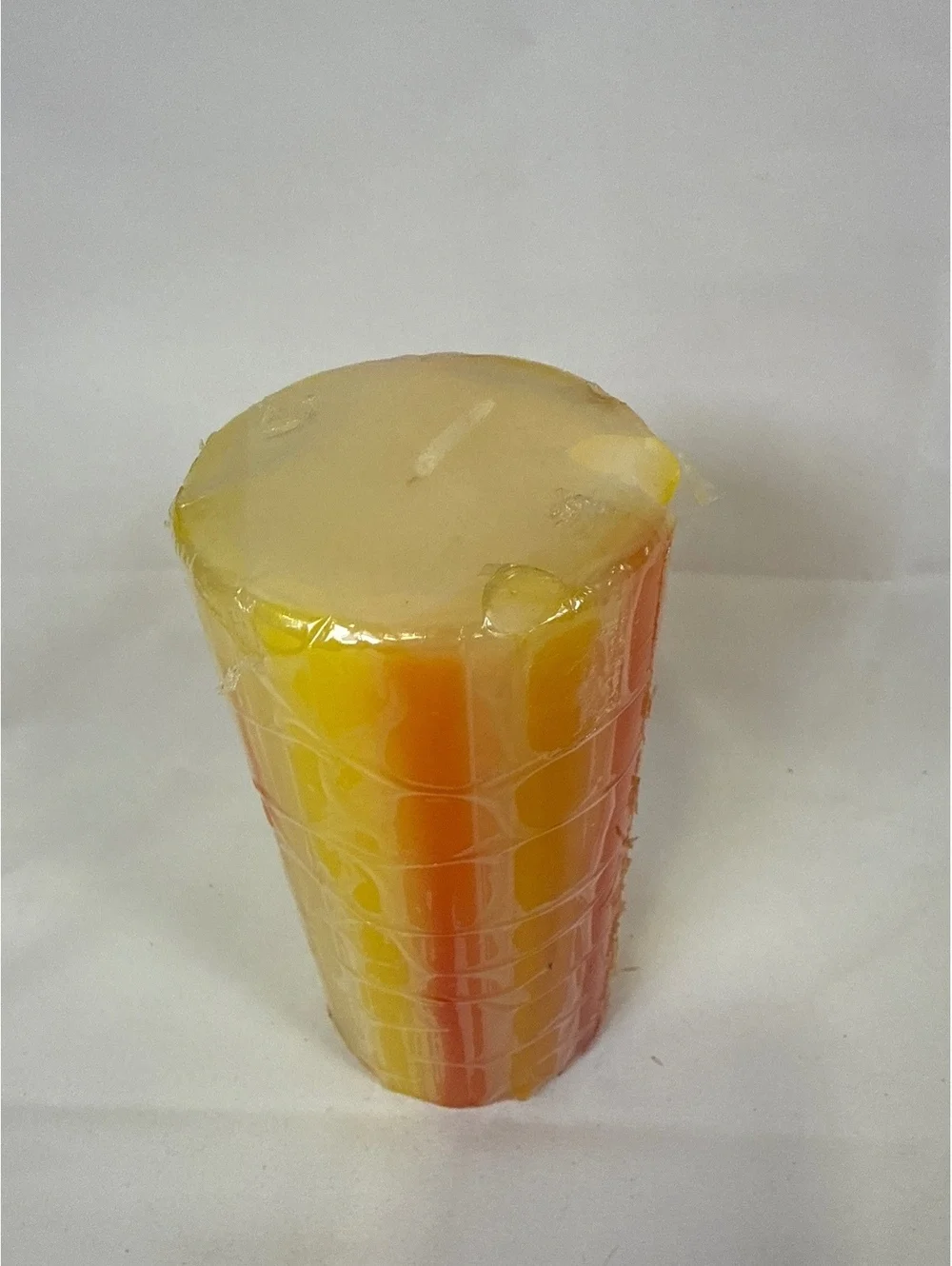 Vintage Style Multi-Color Unscented Halloween Harvest Striped Pillar Candle